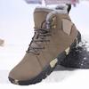 Sapatos Masculinos de Inverno de Cano Médio Tamanho Grande Transfronteiriços Mais Veludo Biqueira Larga Planta Larga Botas de Neve Sapatos de Casal Antiderrapantes Quentes para Exterior de Algodão
