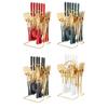 Juego de Cubiertos de Acero Inoxidable de 24 Piezas Set de Regalo en Caja con Cuatro Piezas Principales: Cuchillo, Tenedor, Cuchara, Mango de Cerámica, Vajilla de Hotel Estilo Nórdico