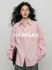 Camisa de Manga Longa Yujian HAVEGAN/Outono em Tencel e Linho para Mulheres, Jaqueta Casual Estilo Old Money com Proteção Solar, Top Relaxado