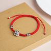 Pulsera de Plata de Ley S925 Despertar del León Estilo Nacional 2023 Nueva Pulsera Trenzada Retro Pulsera Cuerda Roja de Alta Gama para Hombres y Mujeres