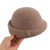 Sombrero de Pescador de Fieltro de Lana Estilo Hepburn Francés para Mujer Sombrero de Cubeta Frío con Temperamento Estilo Sombrero Formal Hace que la Cara Parezca Más Pequeña Boina