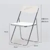 Taburete de moda ins silla de maquillaje silla para fotos silla plegable portátil para el hogar silla de comedor para tienda de bebidas frías silla transparente