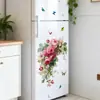 Adesivos de Parede Flor Rosa Borboleta Transfronteiriços para Sala de Estar Parede de Entrada Decoração de Casa Mural PVC Autoadesivo Removível PVC
