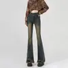 Jeans Vintage Spicy Girl para Mujer 2025 Primavera y Otoño Nuevos de Tiro Alto Ajustados Adelgazantes de Corte Corto Acampanados