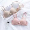Sujetador push-up pequeño estilo japonés, sin costuras, sin varillas, dulce y lindo para niñas, con tirantes, estilo estudiante, a cuadros, hermoso diseño de espalda
