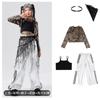 Traje de dança de jazz para meninas, moderno, moderno, moderno, dia de ano novo, roupas infantis, roupa da moda, estampa de leopardo, roupa para apresentação de dança infantil