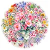 Set transfronterizo nuevo de 50 hojas de pegatinas decorativas con patrón floral dibujado a mano en acuarela, hechas de material PET transparente, con exquisitos diseños florales
