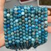 Popular Transfronteriza Piedra Cruda Natural de Apatita Azul Cuentas Sueltas de 6 mm Pulsera Componentes a Medio Terminar Cuentas Redondas Accesorios para Joyería DIY Venta al por Mayor
