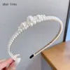 Tiara de Pérolas Estilo Fada Coreana para Mulheres, Acessório de Cabelo Versátil, Acessório de Cabelo Simples e Elegante de Celebridade da Internet, Tiara