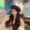 Boina de otoño e invierno para mujer estilo coreano moda que hace que la cara se vea pequeña sombrero de felpa estilo japonés que combina con todo circunferencia de cabeza grande boina de pintor Beilei moda