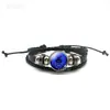 Pulseras Luminosas de Doce Constelaciones para Pareja Pulseras de Imitación de Piel de Vaca Negra para Hombres y Mujeres Pulseras Tejidas Punk Retro Accesorios para Estudiantes