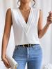 Amazon Tiktok Temu Ropa de Mujer Europea y Americana Verano 2026 Nuevo Top sin Mangas de Color Sólido con Cuello en V Multicapa Top para Mujer