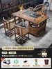 Mesa de Chá Pequena e Conjunto de Cadeiras para Varanda Sala de Estar Casa Novo Estilo Chinês Madeira Maciça Mesa de Chá Kung Fu Zen Mesa de Chá Multifuncional