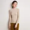 Novo suéter de gola alta 100% cashmere para mulheres, suéter de malha pullover base 100% cashmere, corte justo e que valoriza a silhueta
