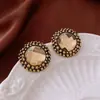 Pendientes Vintage de Plata con Forma de Rombo y Gota de Aceite Estilo Palacio Retro Exquisitos Pendientes de Botón Lujo Ligero Pendientes de Gama Alta