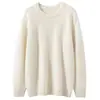 Suéter de Cashmere Novo de Camada Dupla Espessado com Gola Redonda Outono e Inverno Feminino Solto Tricô Preguiçoso Manga Longa Pulôver Camada Base