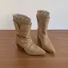 Primer Encuentro Temporada Cuero Suave Encaje Vintage Tacón Alto Plisado Apiladas Botas Estilo Chica Dulce y Picante Botines Puntiagudos Adelgazantes