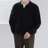 Suéter de gola soltinho estilo coreano para homens, novo modelo outono e inverno 2024, blusa de tricô pullover da moda