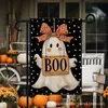 Bandeiras de Jardim de Halloween Transfronteiriças Linho Estampado Decoração de Quintal ao Ar Livre Gato Preto Bandeira Pequena Dupla Face Atacado