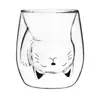 Caneca Fofa de Urso para Casa, Caneca de Leite e Café Isolada de Camada Dupla com Aparência Sofisticada, Caneca de Água Transparente com Gatinho Fofo