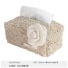 Caixa de Lenços Camélia Estilo Francês para Decoração de Mesa de Centro de Sala de Estar, Bolsa de Tecido de Armazenamento de Mesa de Alto Padrão de Luxo Leve