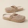 Sandalias de Punta Cerrada Estilo Nuevo para Verano, Zapatos Tejidos Antideslizantes para Mujer con Suelas Suaves, Huecos y Transpirables, Adecuados para Uso Diario Casual