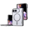 Adecuado para funda de teléfono magnética iPhone Duo, acabado mate transparente con eje central integrado, funda plegable Apple con tacto similar a la piel y protección anticaída