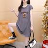 Camiseta de Algodón Puro para Mujer con Diseño de Chaleco Estilo Nuevo de Verano, Estilo Simple Casual con Estampado de Oso, Top de Longitud Media que Cubre la Piel