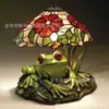 Lâmpada Vitral Modelo Novo Sapo e Flor Transfronteiriça Sapo e Flor Lâmpada de Mesa para Casa Lado da Cama