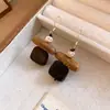 Ganchos para Brincos Pendentes Quadrados Ovais de Madeira Moda Retrô Brincos Versáteis Exquisitos Joias para Orelhas com Toque de Luxo Leve Atacado