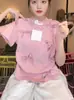 Camiseta Rosa de Manga Corta con Lazo Dulce Estilo Japonés Dulce y Calurosa de Verano Nueva Estilo Universitario Nicho Ajustada Top