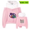 Juego Más Vendido RainbowFriends Sudadera Periférica de Rainbow friends para Mujer con Tirante Off-shoulder Sudadera con Capucha Falsa de Dos Piezas