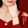 Pulseira Flor de Lótus Dourada da Sorte para Mulheres, Pulseira Trançada com Contas da Sorte, Fio Vermelho, Presente de Ano do Zodíaco, Tendência e Personalizada
