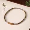 Sándalo Verde Hoja Pequeña Sándalo Rojo Seda Dorada Nan DIY Ágata Ceniza Pulsera de Doble Círculo Nuevo Estilo Chino Pulsera de Medio Pulsera de Cinco Piezas Tarjeta