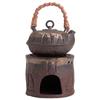 Estufa de alcohol Dunhuang de gres chino vidriado de hierro chapado en oro, tetera lateral, estufa redonda, calentador de té, estufa de té, dispositivo para preparar té al aire libre