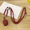 Colgante Cabeza de Buda de Cinabrio Arena Dorada Púrpura de Alto Contenido Estatua de Buda de Cinabrio Collar del Zodiaco para Hombres y Mujeres Regalo Joyería de Regalo