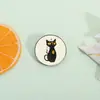 Broche Redondo de Gato Negro Mágico Vintage, Insignia Metálica de Dibujos Animados Oscuros de Nicho, Accesorio de Pin Decorativo Personalizado