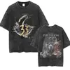 Camiseta Lavada Retro 33 Expacim 33 de Juego Claire Obscur para Hombres y Mujeres Casual Algodón Oversize de Alta Calidad