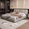 Minimalista Italiano Lujo Ligero Cuero Genuino Moderno Sencillo Cama Doble Matrimonial 1.8m Cama Doble Matrimonial con Almacenamiento 1.5m Cama de Boda Tapizada Suave
