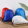 Bolsa con Cordón de Tela de Poliéster al por Mayor Color Sólido Simple Mochila de Una Sola Capa Bolsa de Almacenamiento Bolsa de Poliéster para Academia