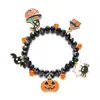 2025 Comércio Exterior Novo Pulseira de Halloween Festa Estilo Engraçado Pingente de Abóbora Aranha Pulseira de Contas de Cristal Atacado