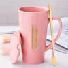 Cross-border personalizado impressão simples LOGO prático copo de água cerâmica caneca nórdica criativa com tampa e colher xícara de café