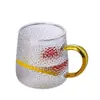 Taza de Vidrio Martillado de Moda Vidrio de Borosilicato Alta Resistencia al Calor Taza de Agua Doméstica con Asa Taza para Desayuno Leche