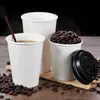 Vaso Desechable para Té de Leche, Vaso de Papel en Blanco, Vaso de Café con Logo, Vaso Hueco de Doble Pared para Bebidas Calientes y Frías, Vaso Espesado para Llevar para Té de Leche