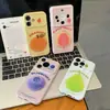 Funda de Teléfono Temática de Frutas en Inglés Adecuada para Apple 17 Pro Max y iPhone 16 Pro, Funda de Teléfono con Ventana en Forma de Corazón