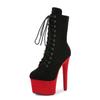 17cm Multicolor Camurça Pole Dance Salto Alto Biqueira Redonda Botas Baixas High-end T-stage Modelo Show Hate Sky High Boots