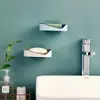 Moda Nórdica Color Contraste Doble Capa Sin Costuras Jabonera Multifuncional Baño Portátil Almacenamiento Sin Perforaciones Jabonera