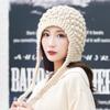 Sombrero de otoño e invierno para mujer, lindo gorro de lana tejido multicolor con protección para las orejas, para viajes al aire libre, compras, de punta cerrada, cálido, de algodón