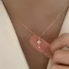 Desbloqueie o Batimento Cardíaco~Colar Mini Chave Zircônia Banhado a Prata S925 com Ouro 18K para Mulheres, Corrente de Clavícula de Trevo de Quatro Folhas de Luxo Discreto