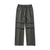Calça de Trabalho Funcional Retro High Street para Homens, Nova Coleção Primavera e Outono 2025, Casual Solta de Perna Reta Larga para Uso Externo, Algodão